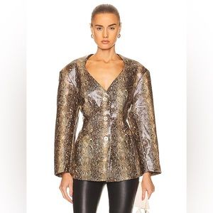 Ganni Women’s Fitted Blazer — Snake/Brown/Gold